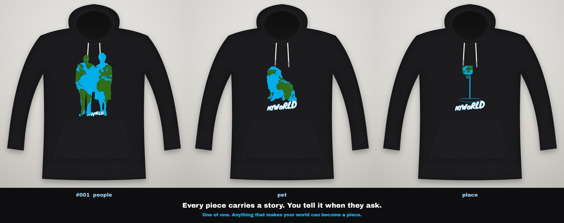The launch trio on black hoodies