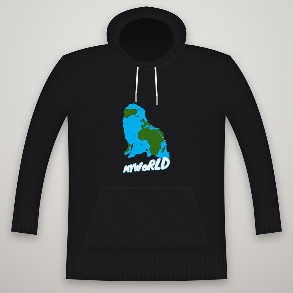 The One-of-One Hoodie mockup in the MYWoRLD house style