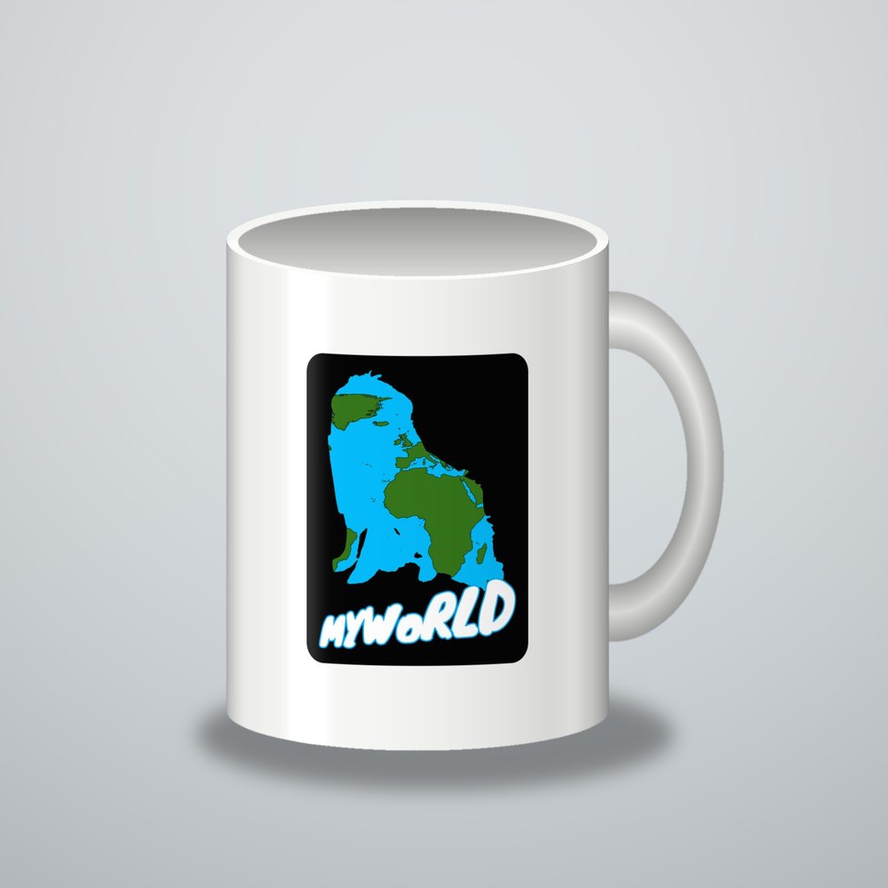The One-of-One Mug mockup in the MYWoRLD house style